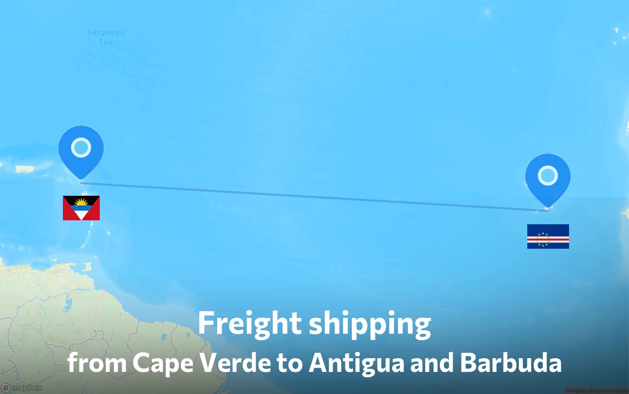 Shipping route from Cape Verde to Antigua and Barbuda