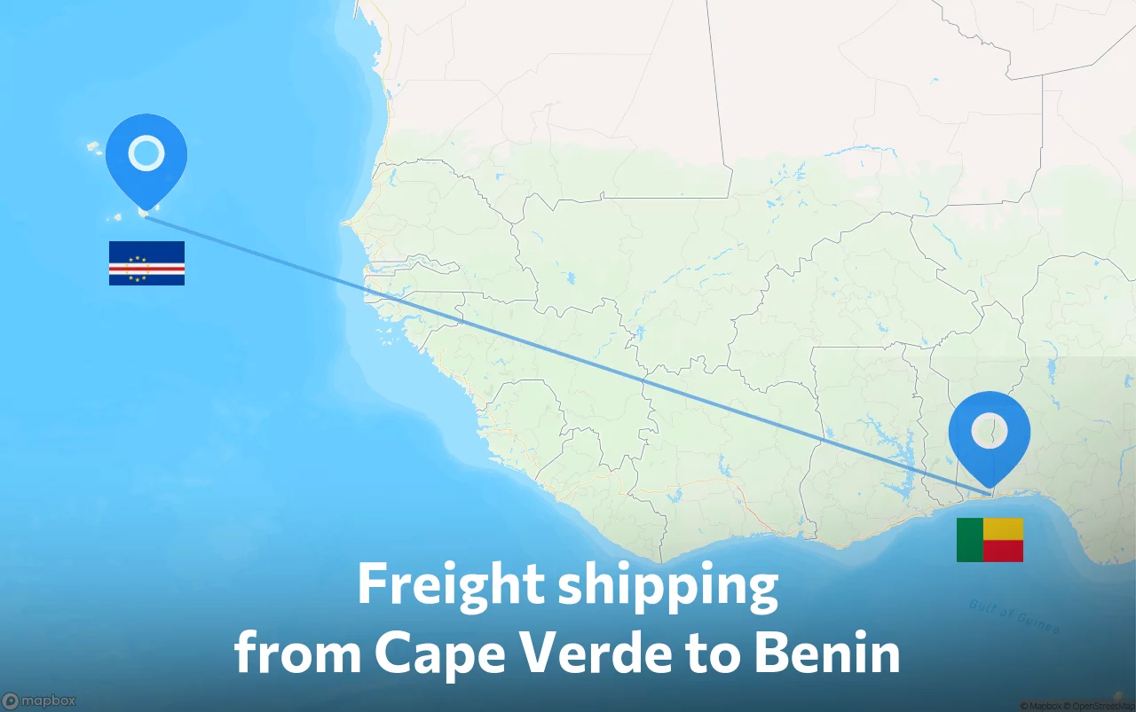 Shipping route from Cape Verde to Benin