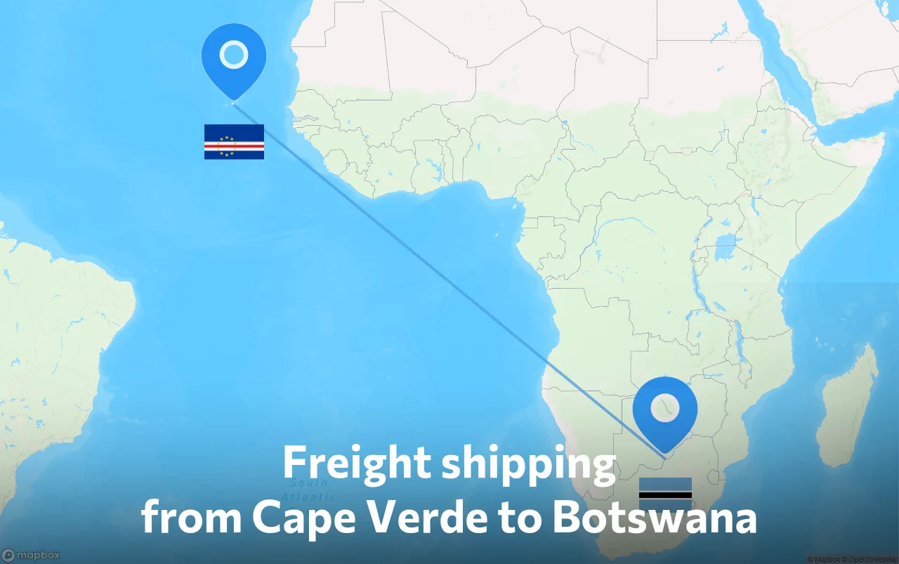Shipping route from Cape Verde to Botswana