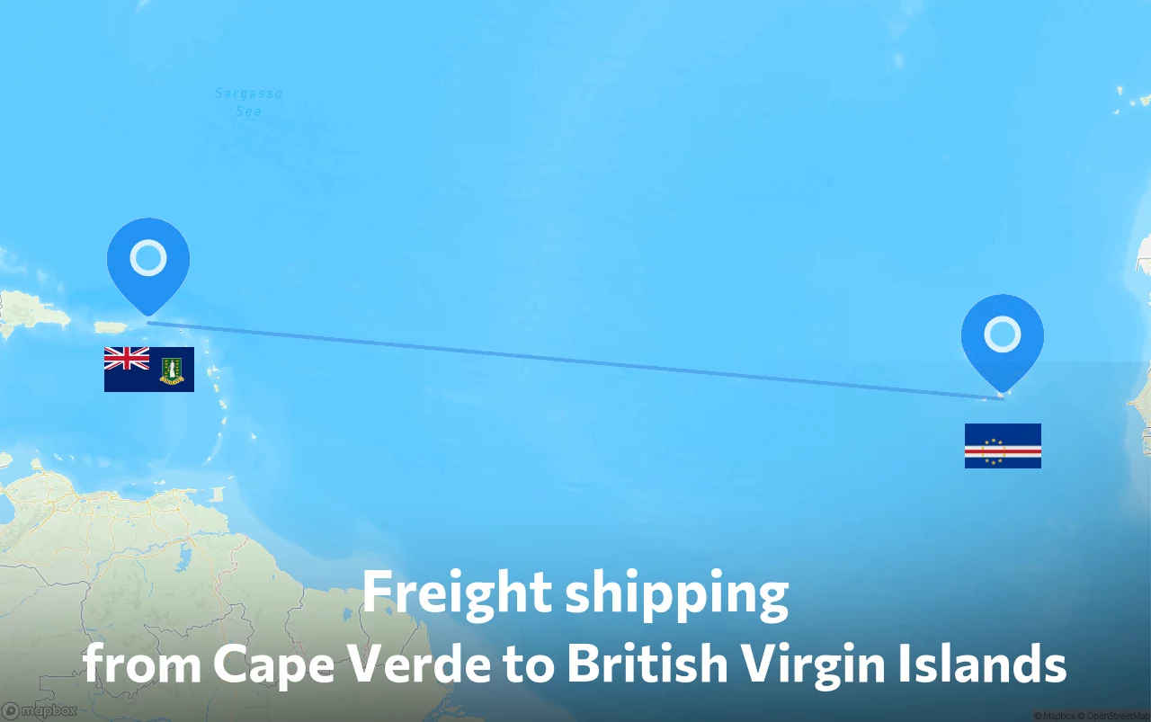 Shipping route from Cape Verde to British Virgin Islands
