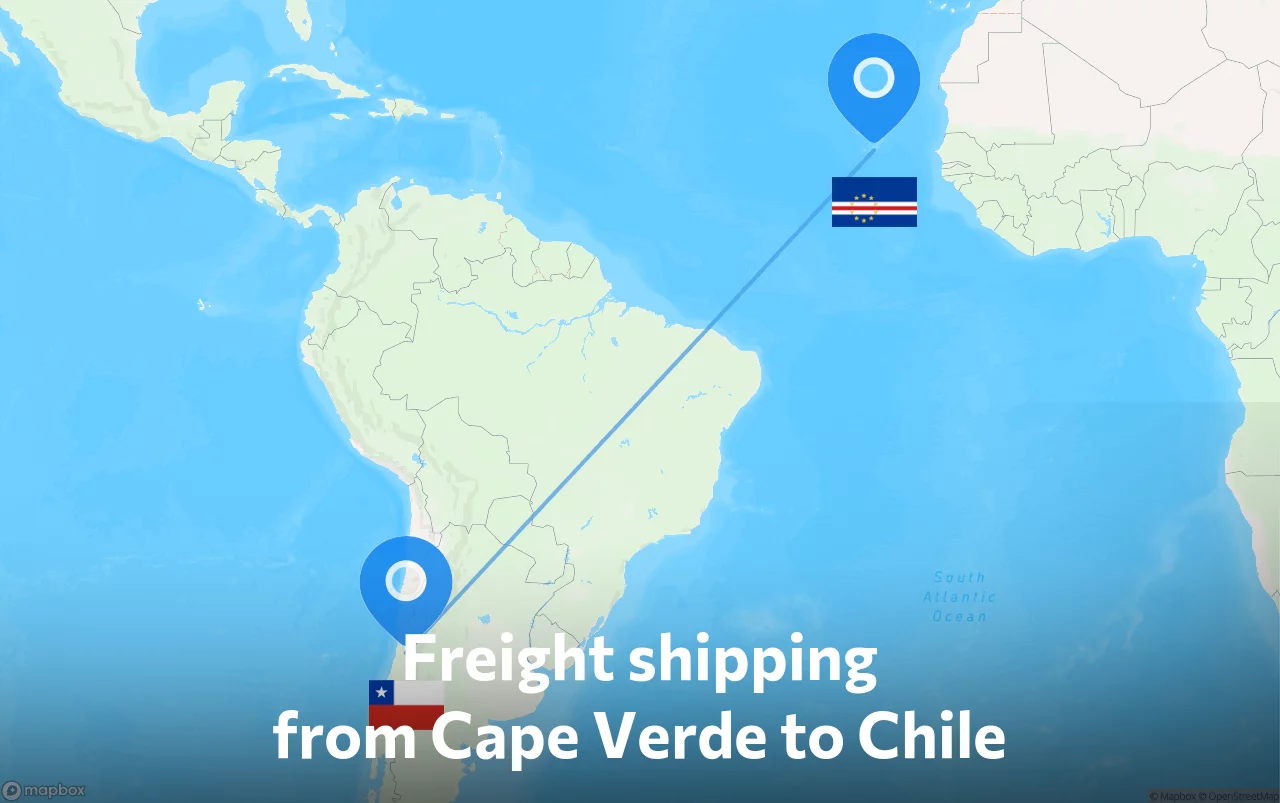 Shipping route from Cape Verde to Chile