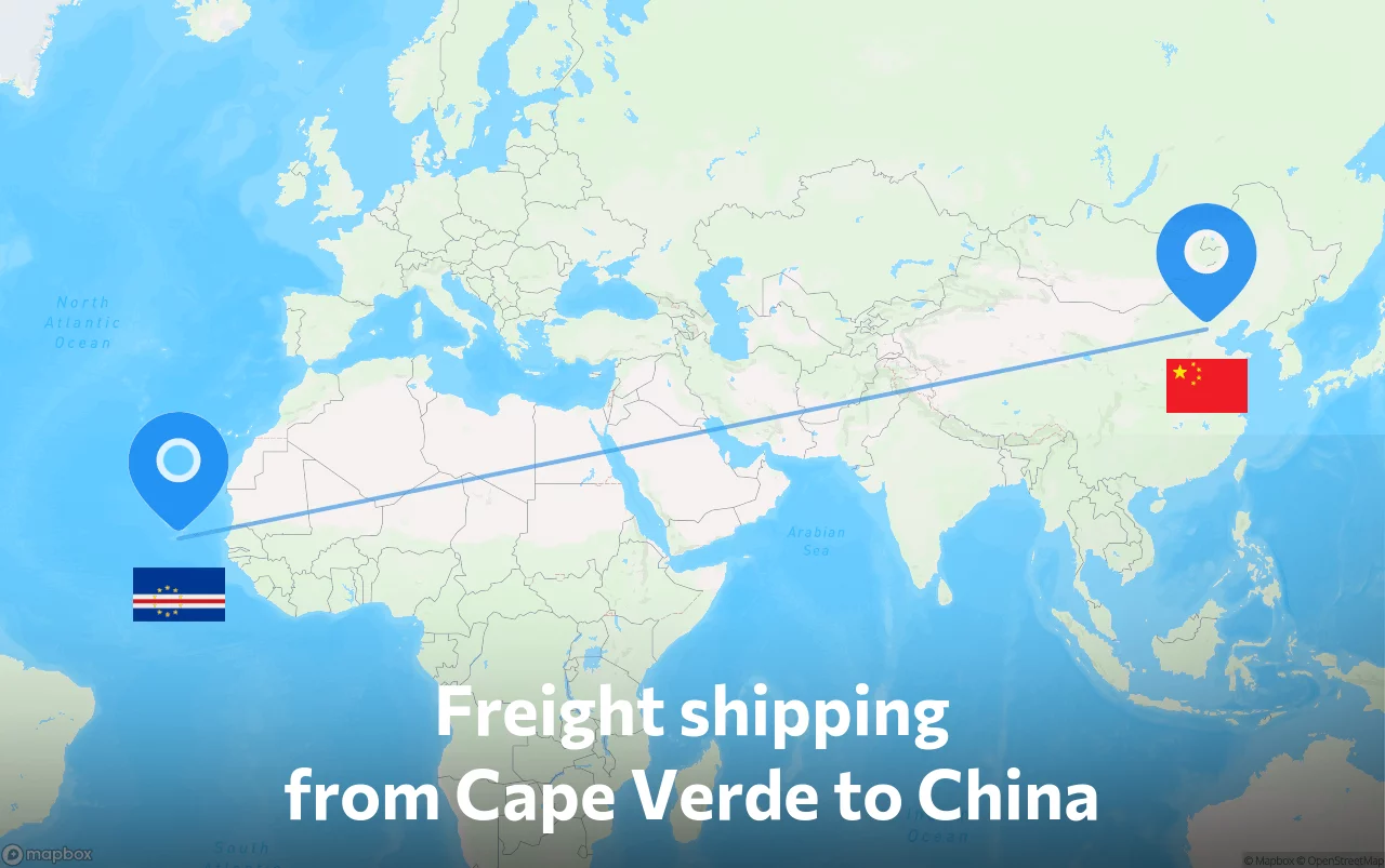 Shipping route from Cape Verde to China