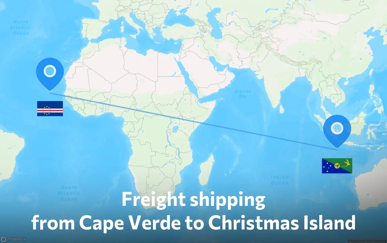 Shipping route from Cape Verde to Christmas Island