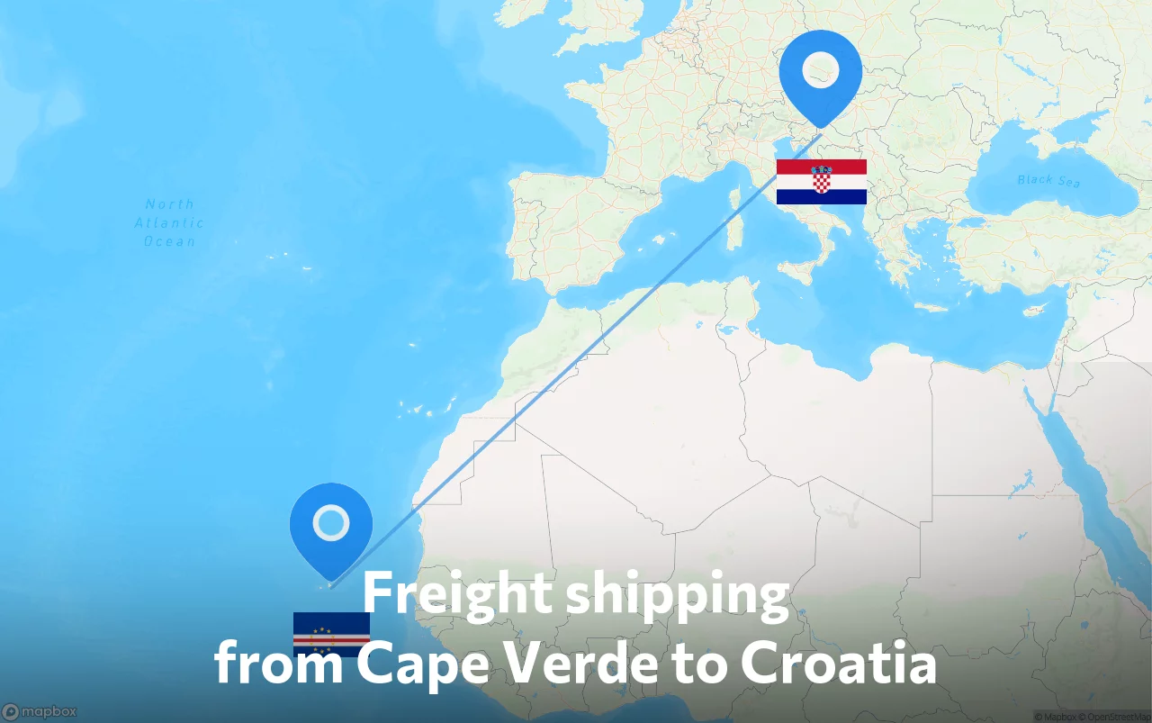 Shipping route from Cape Verde to Croatia