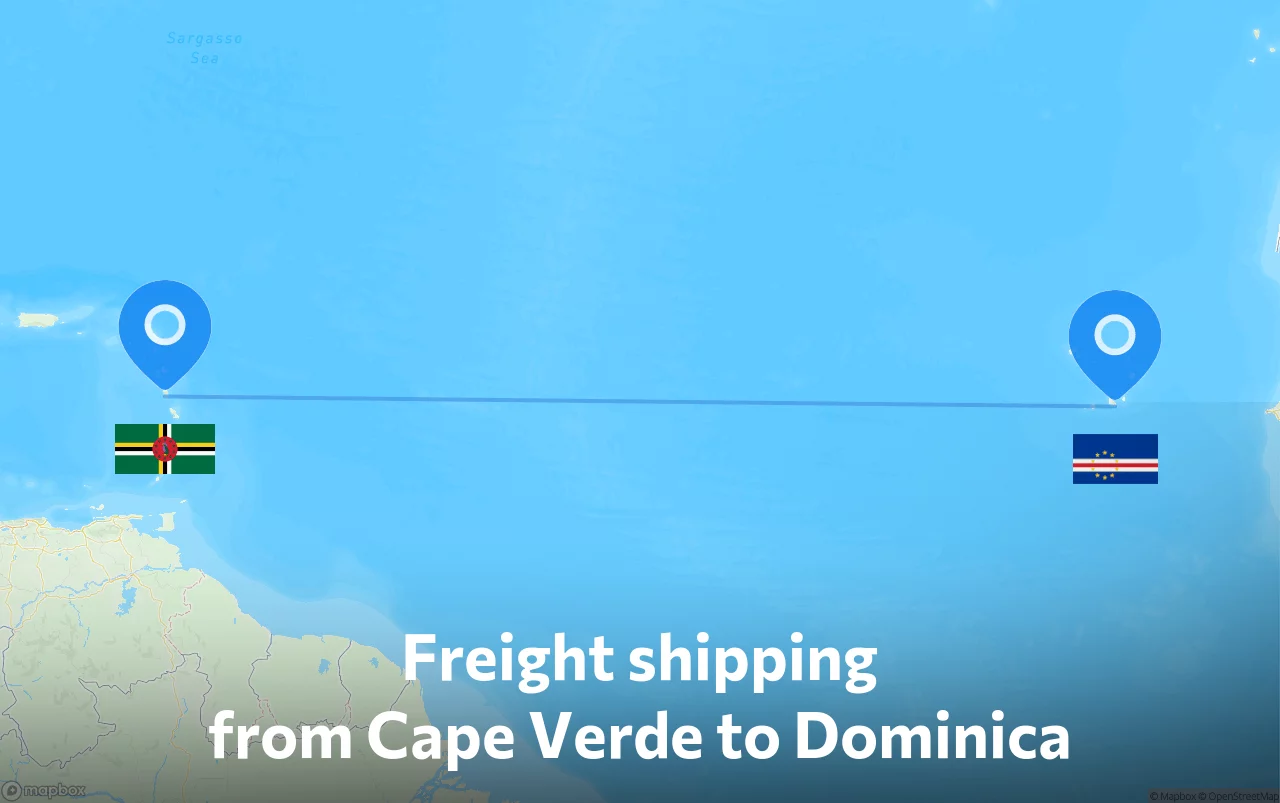 Shipping route from Cape Verde to Dominica