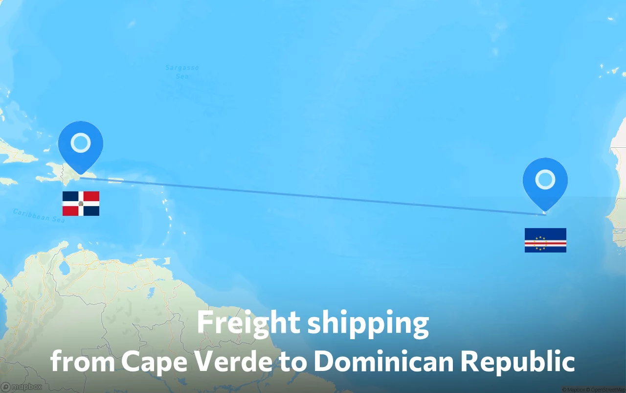 Shipping route from Cape Verde to Dominican Republic