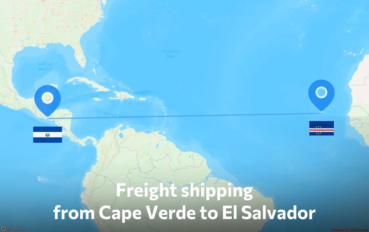 Shipping route from Cape Verde to El Salvador