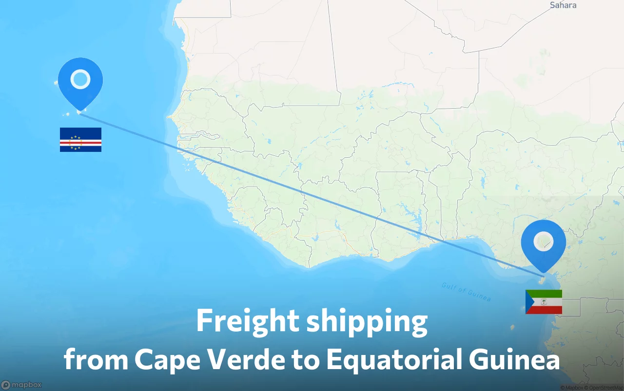 Shipping route from Cape Verde to Equatorial Guinea