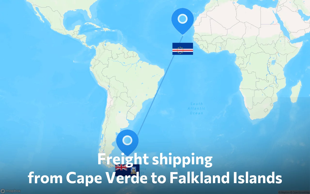 Shipping route from Cape Verde to Falkland Islands