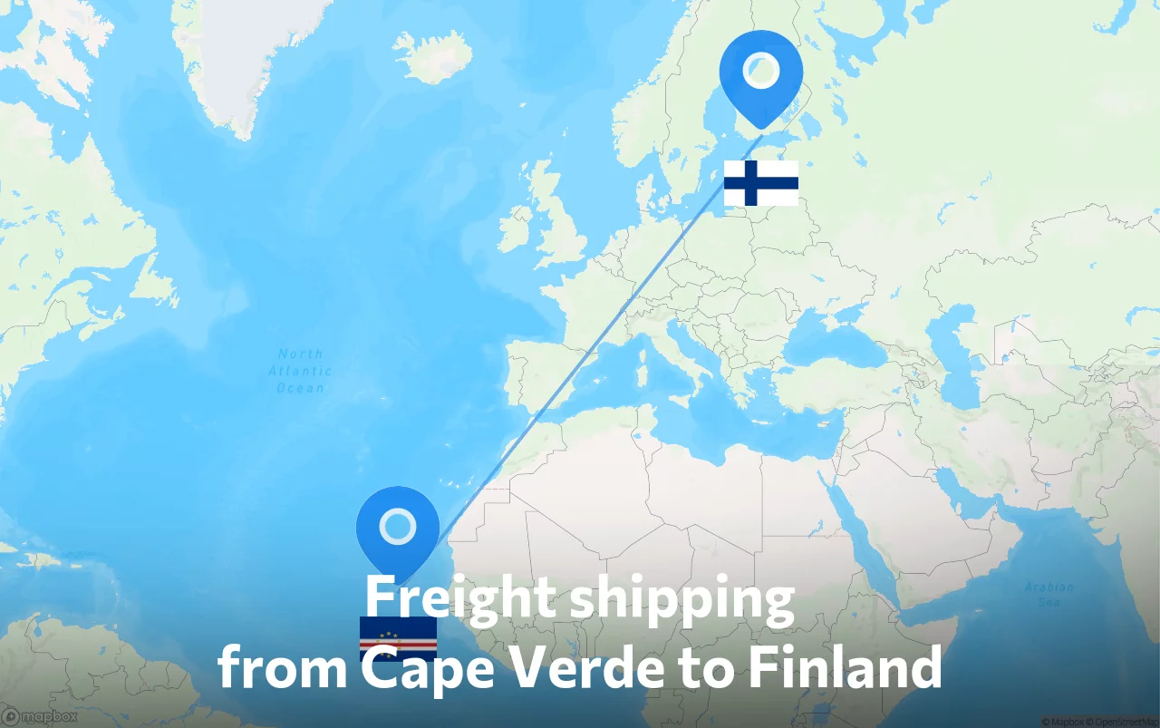 Shipping route from Cape Verde to Finland