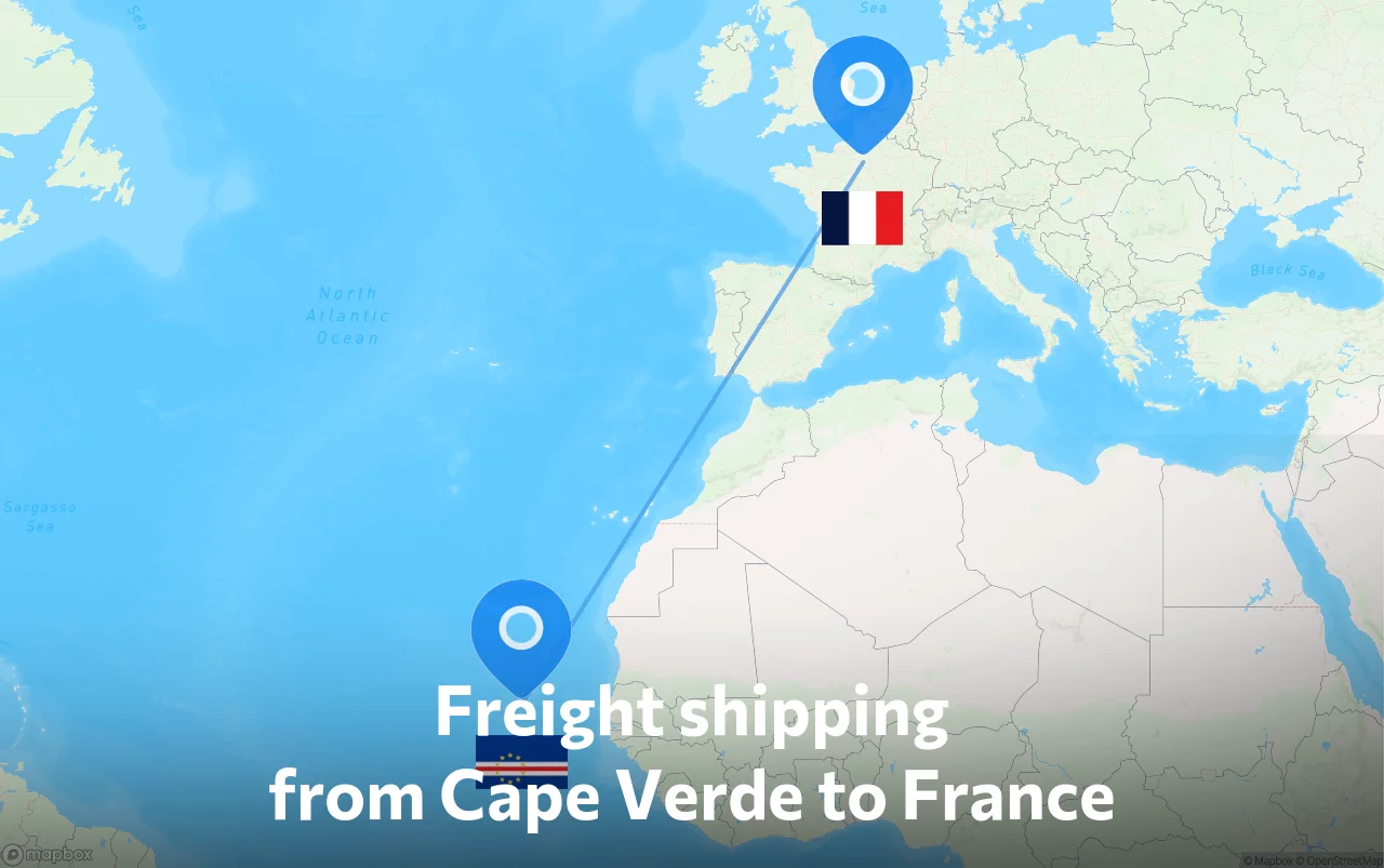 Shipping route from Cape Verde to France