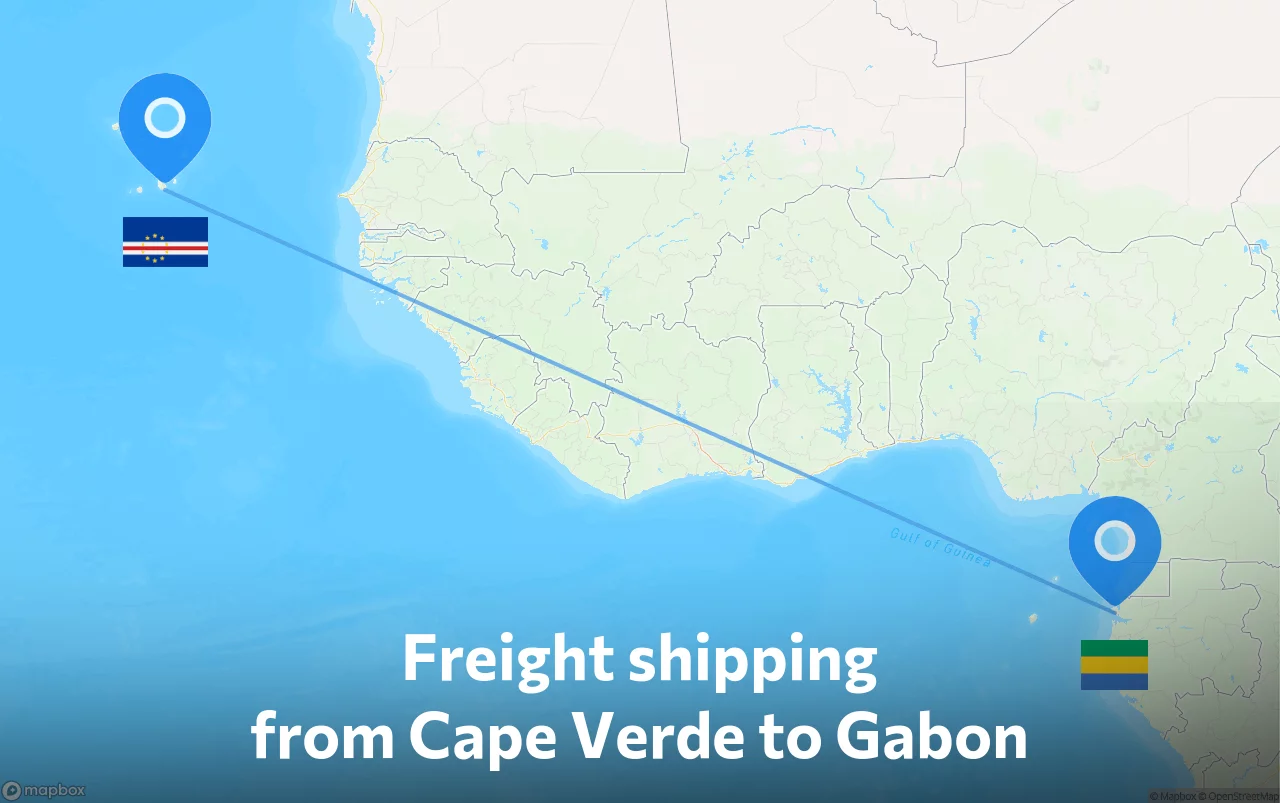 Shipping route from Cape Verde to Gabon