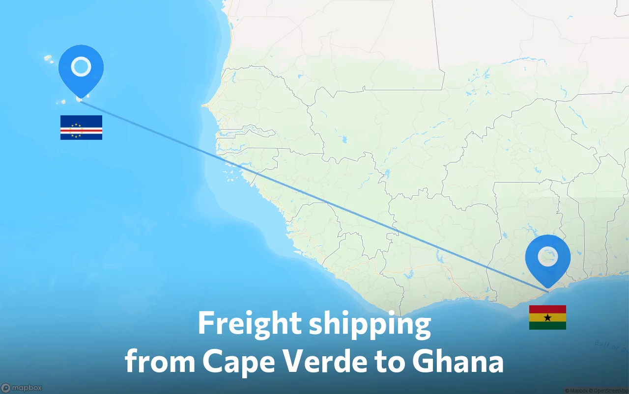 Shipping route from Cape Verde to Ghana