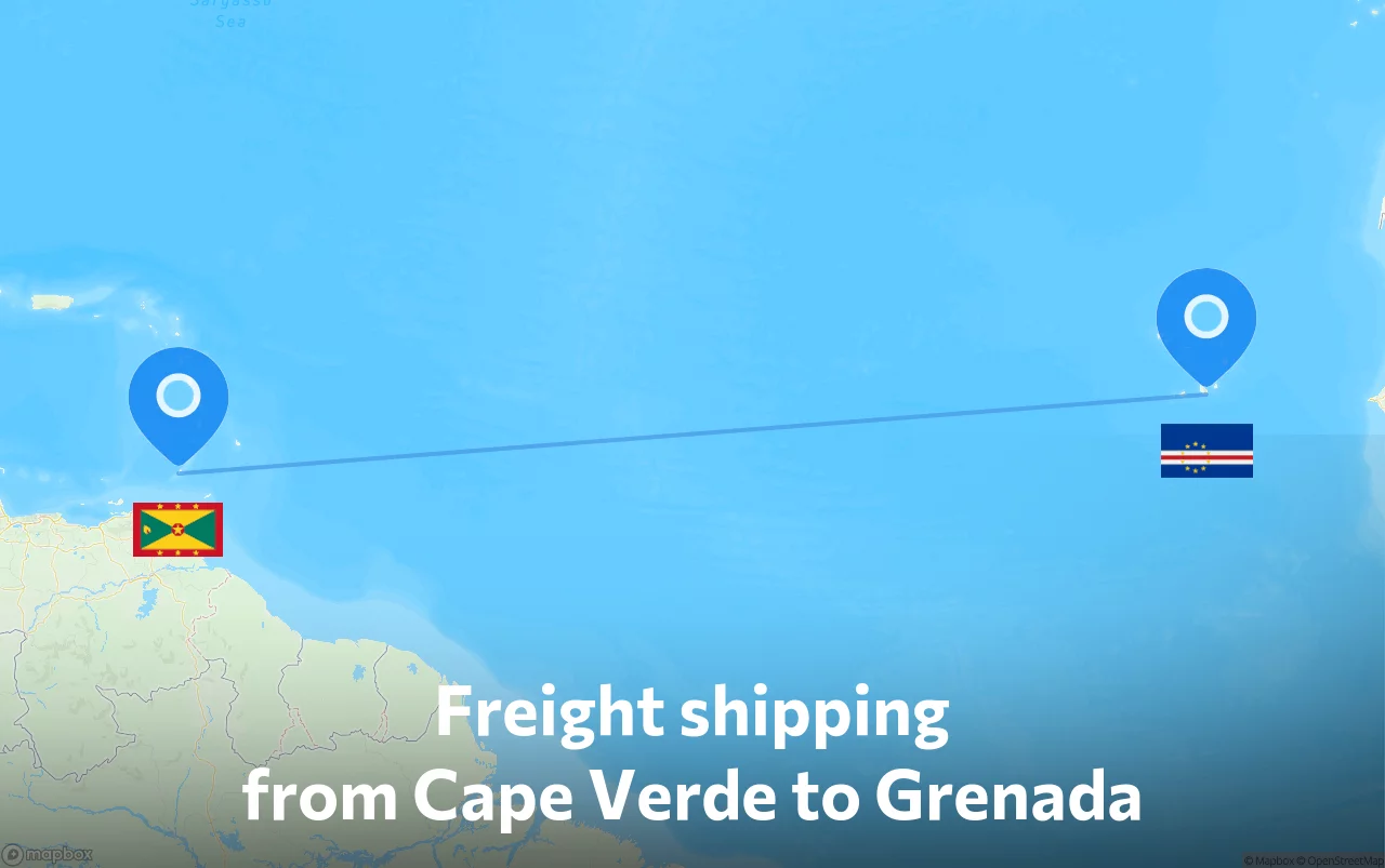 Shipping route from Cape Verde to Grenada