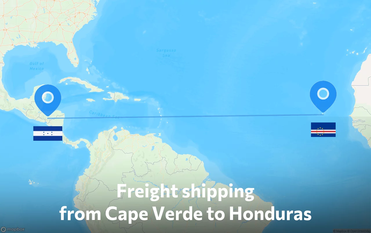 Shipping route from Cape Verde to Honduras