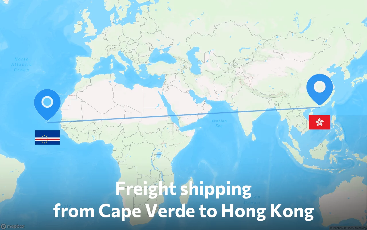 Shipping route from Cape Verde to Hong Kong