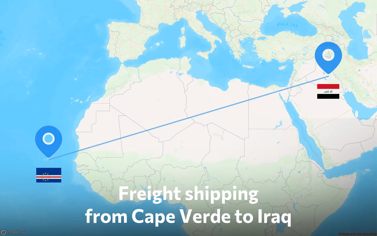 Shipping route from Cape Verde to Iraq