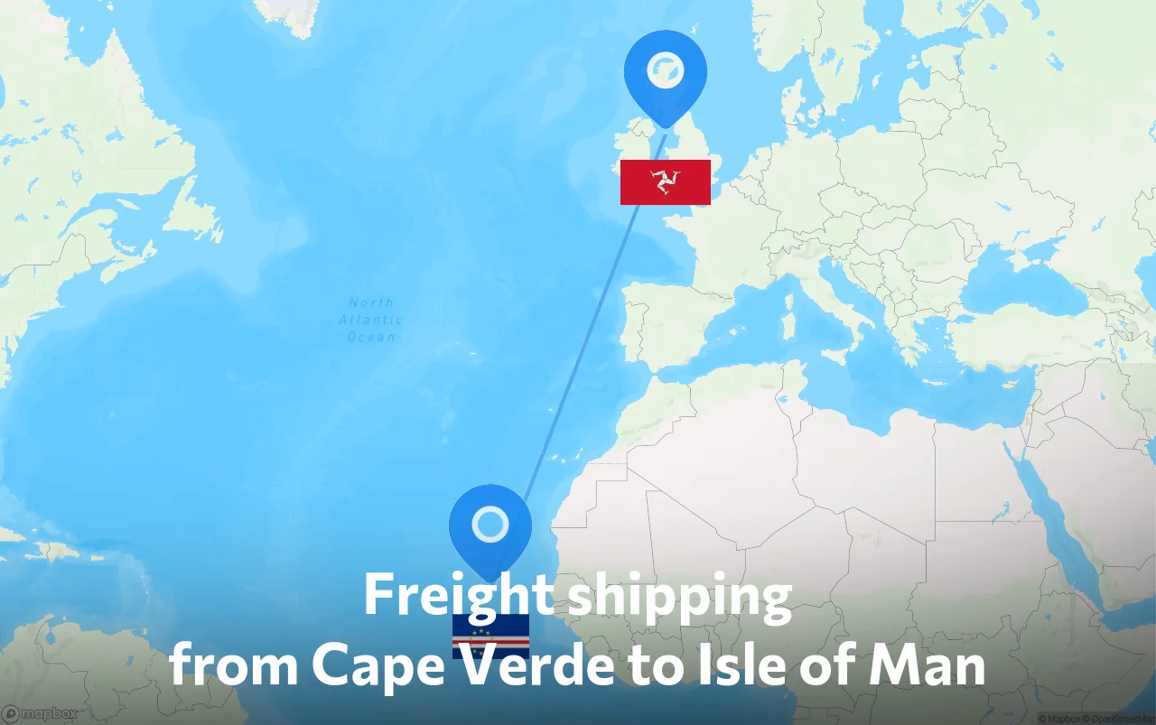 Shipping route from Cape Verde to Isle of Man