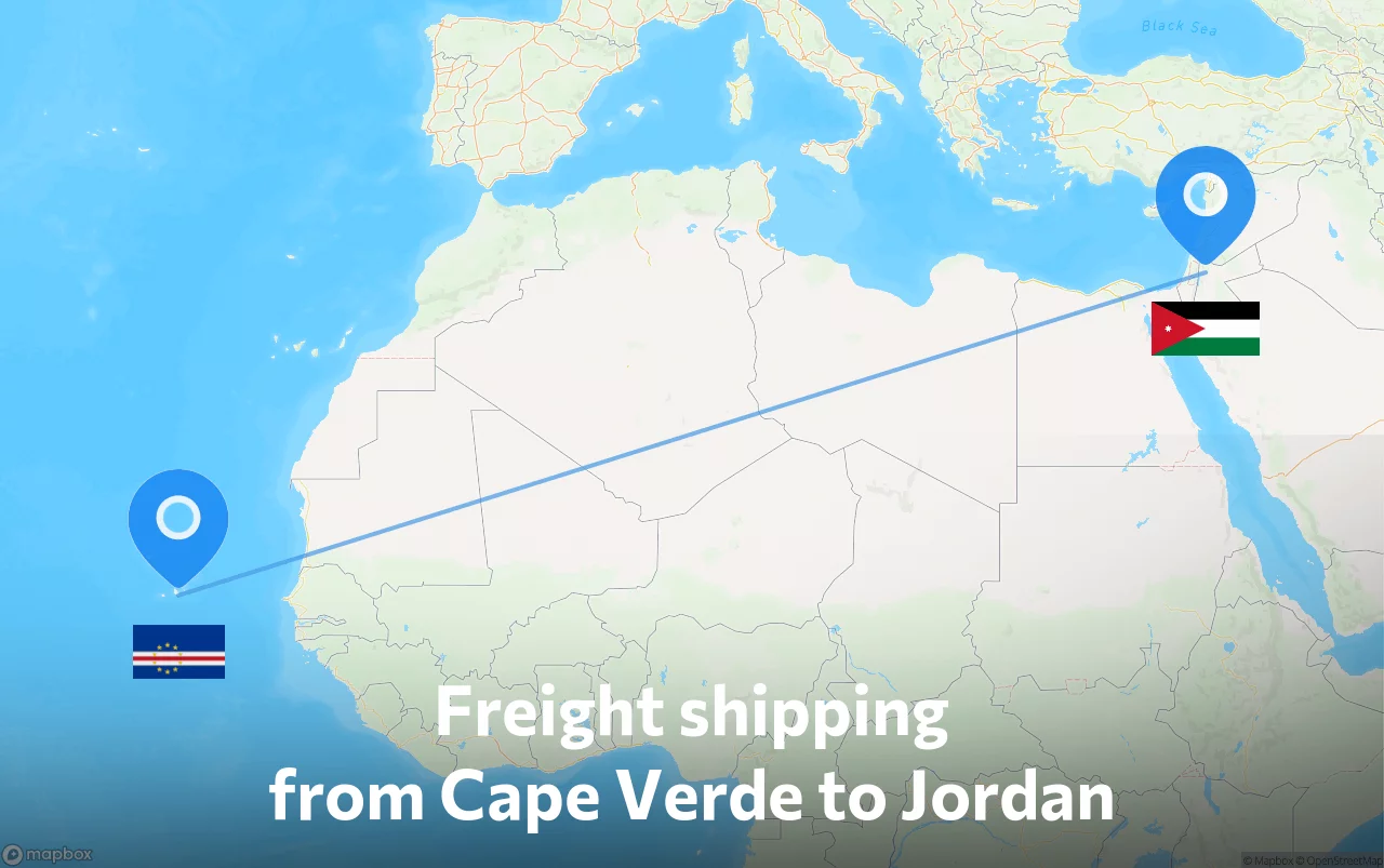 Shipping route from Cape Verde to Jordan