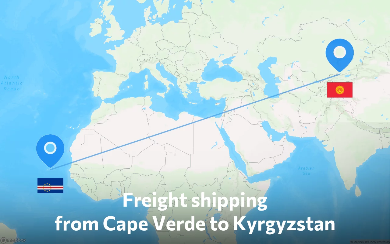 Shipping route from Cape Verde to Kyrgyzstan