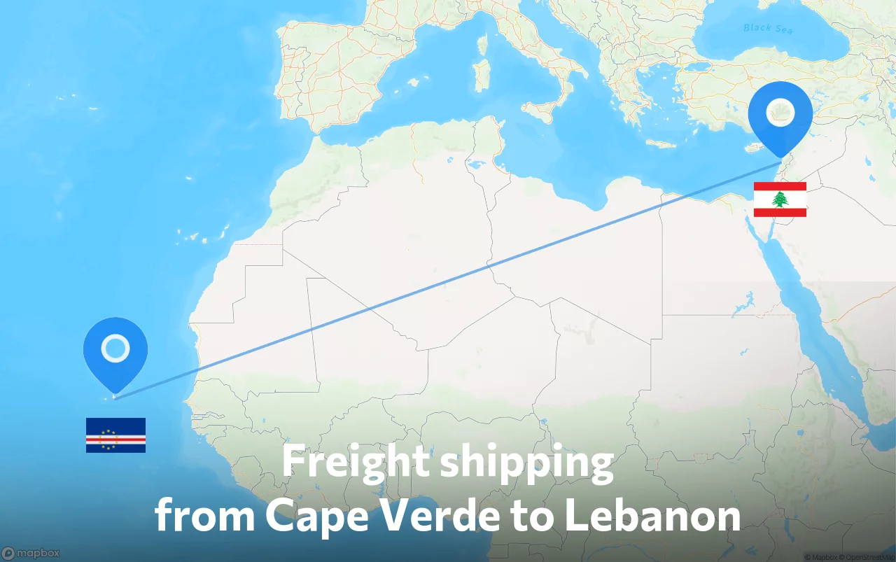 Shipping route from Cape Verde to Lebanon