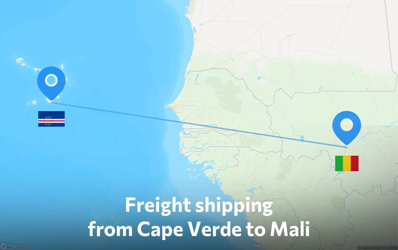 Shipping route from Cape Verde to Mali