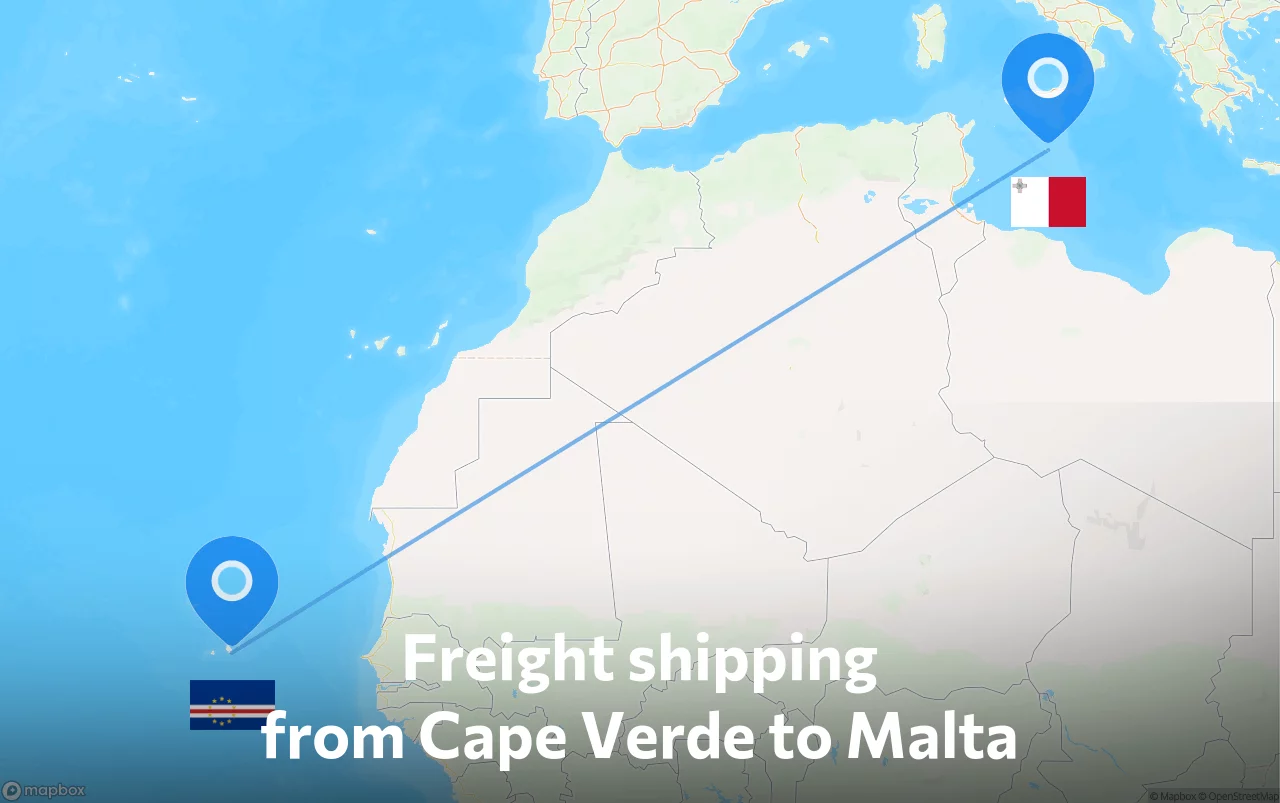 Shipping route from Cape Verde to Malta
