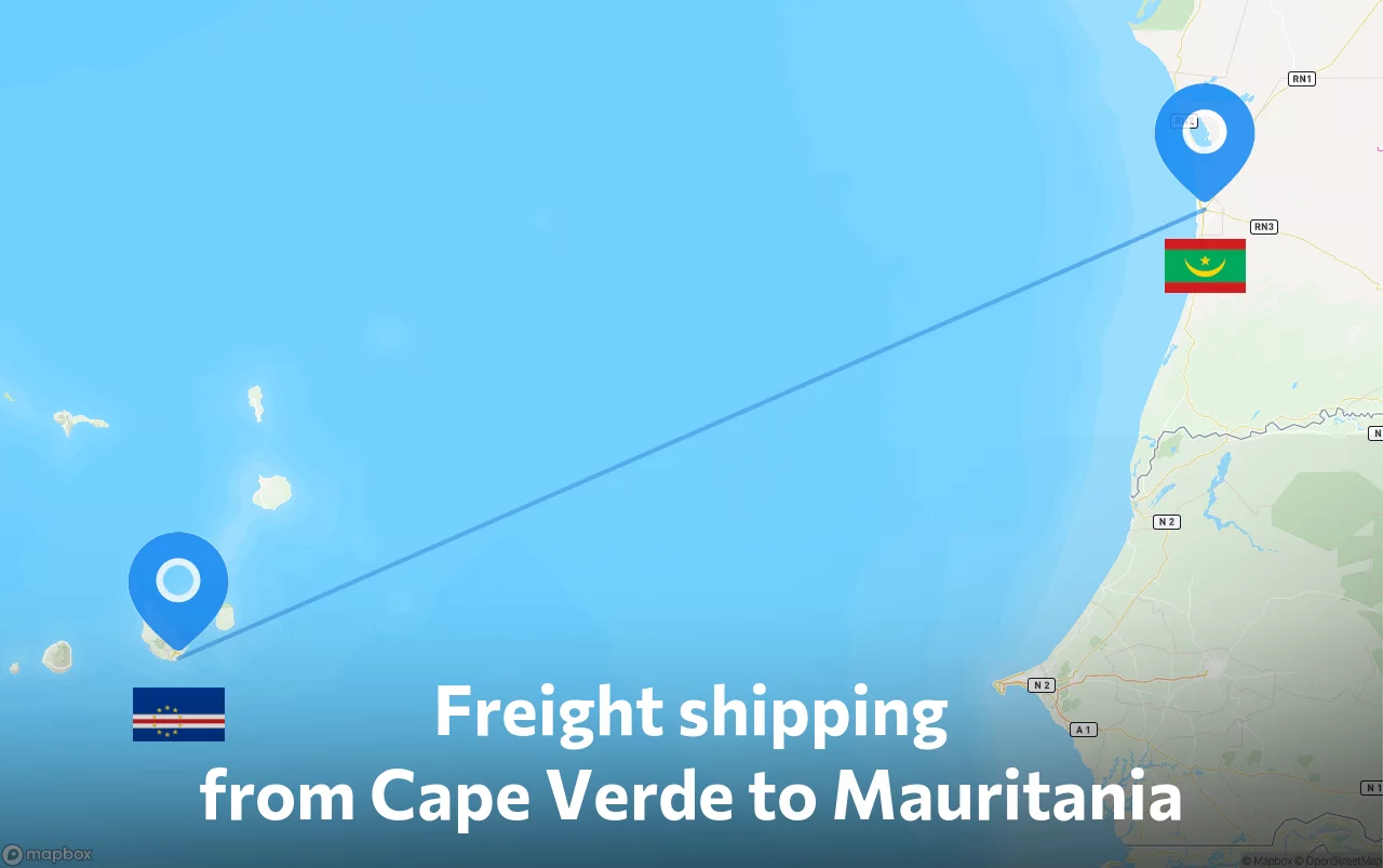 Shipping route from Cape Verde to Mauritania