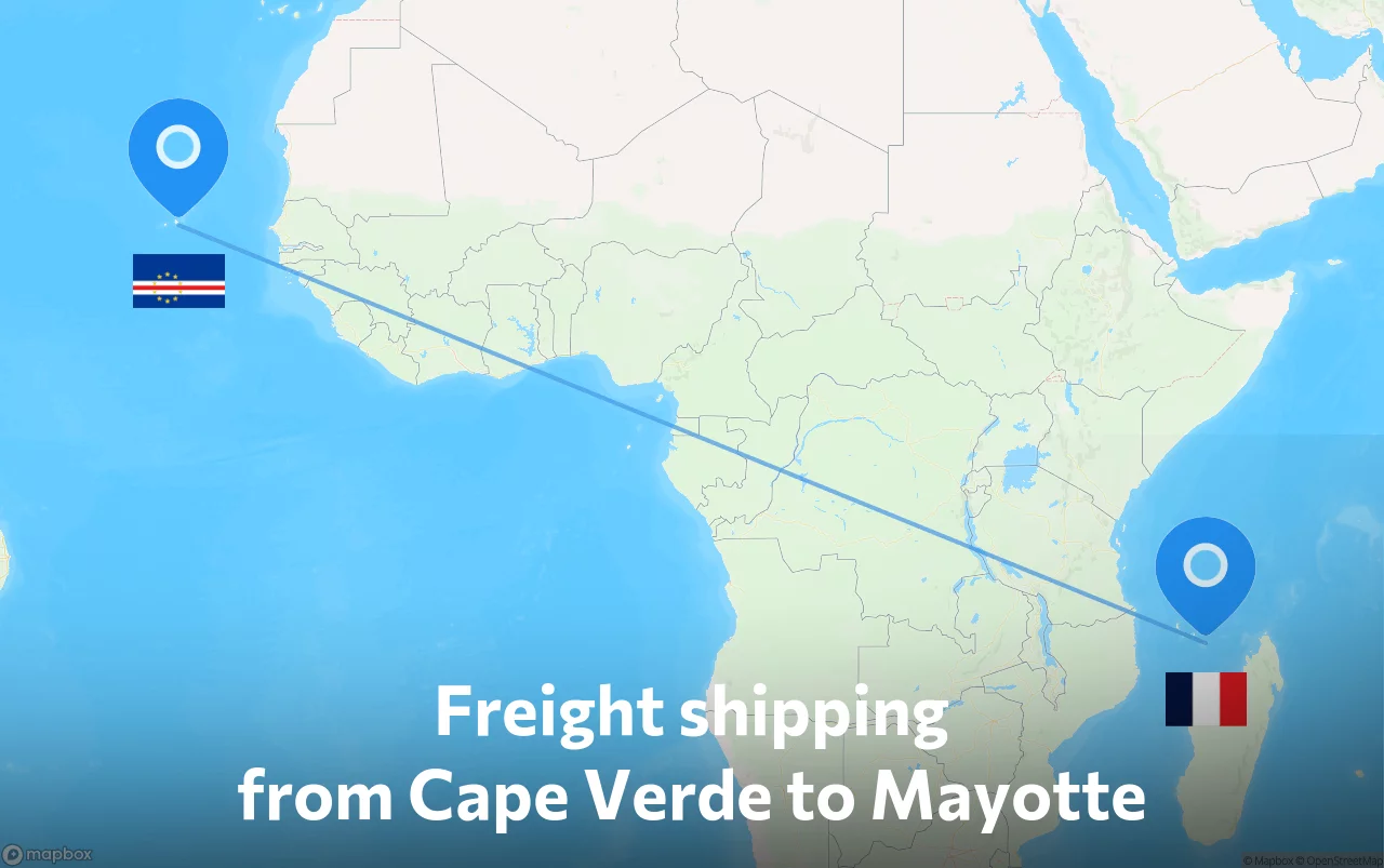 Shipping route from Cape Verde to Mayotte