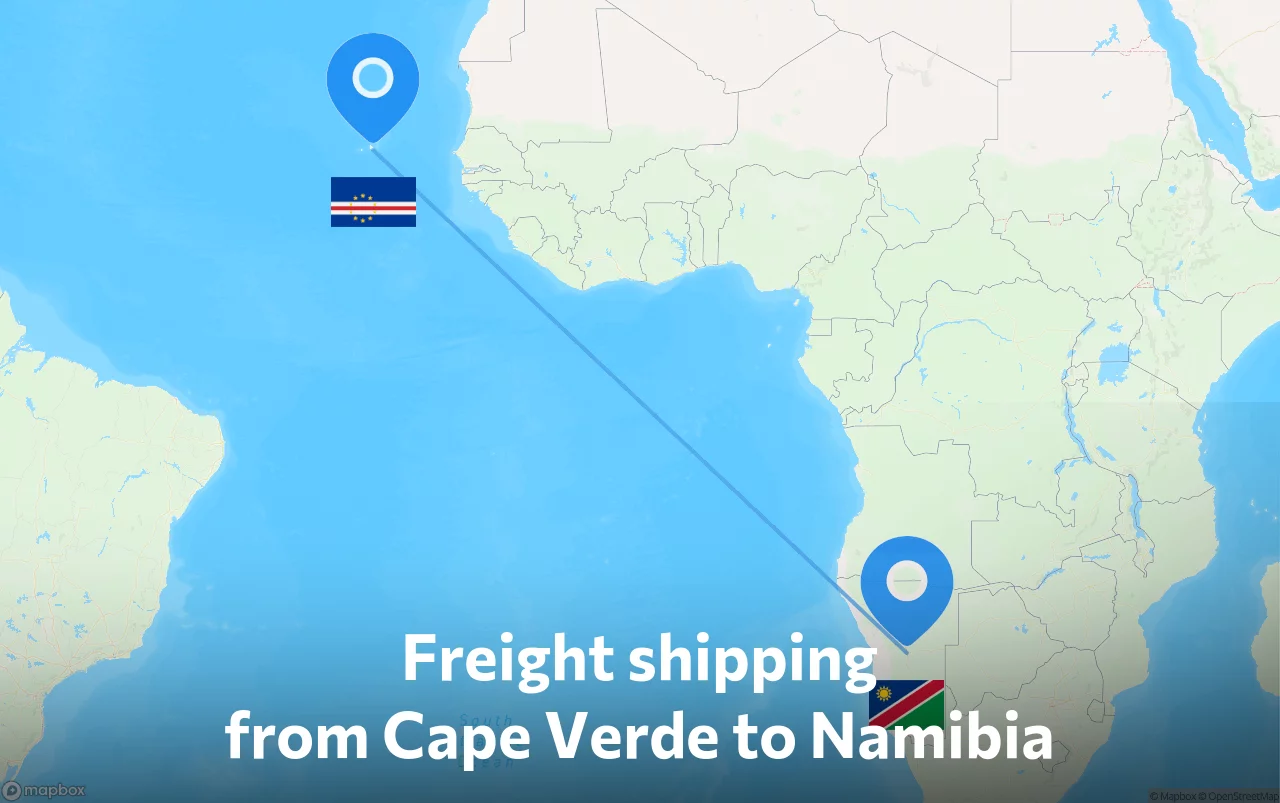 Shipping route from Cape Verde to Namibia
