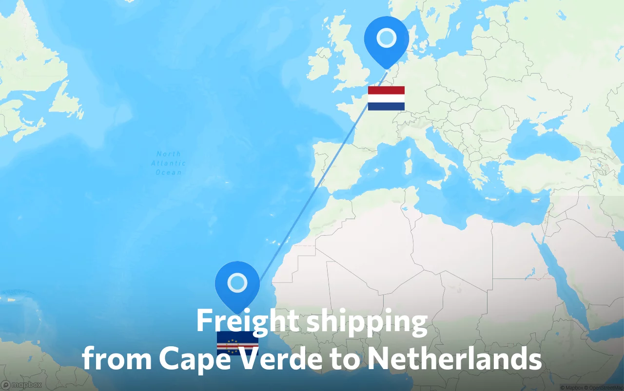 Shipping route from Cape Verde to Netherlands