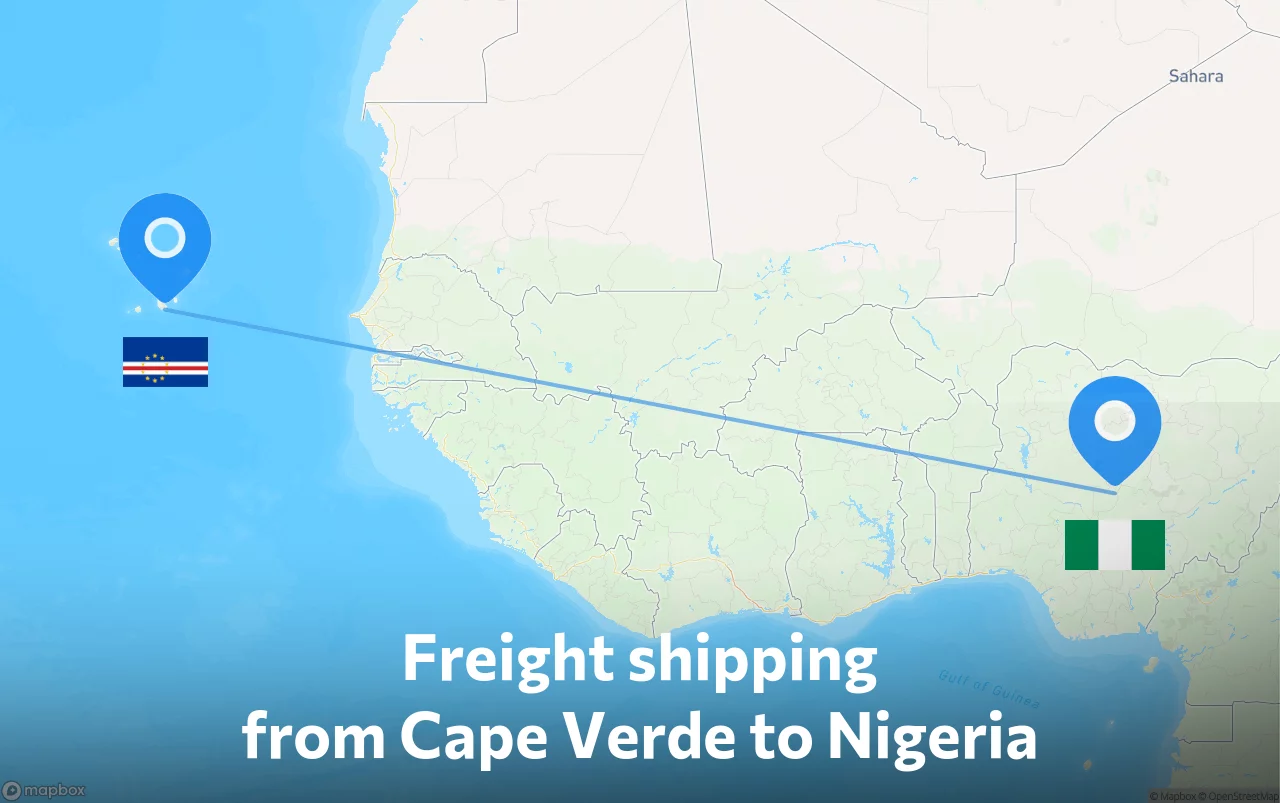 Shipping route from Cape Verde to Nigeria