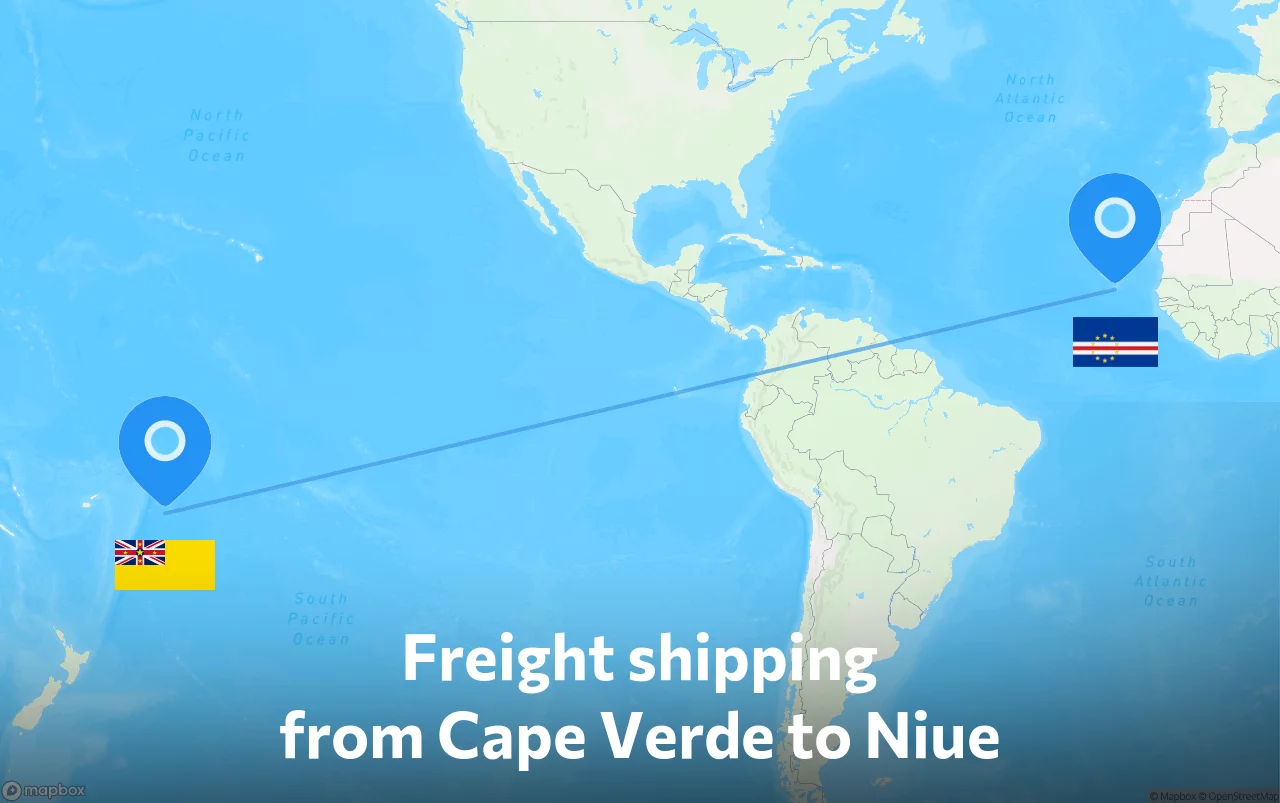 Shipping route from Cape Verde to Niue