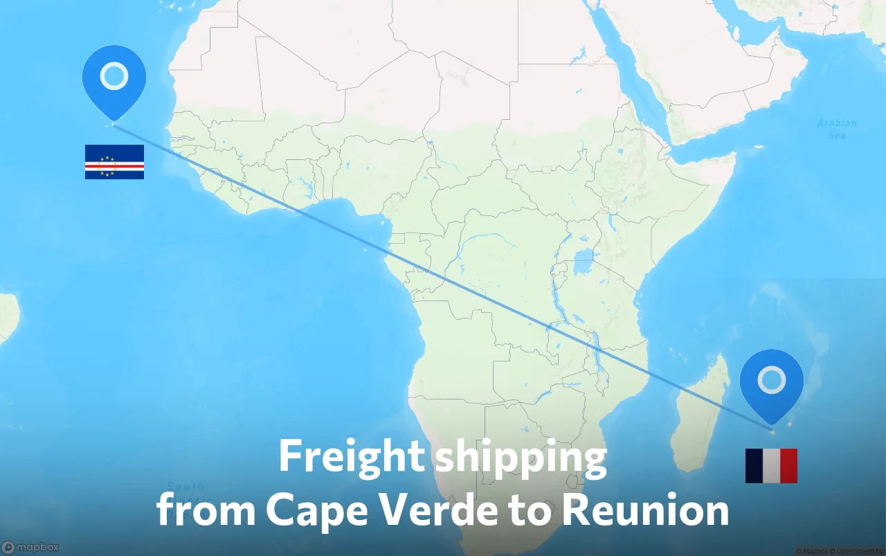Shipping route from Cape Verde to Reunion