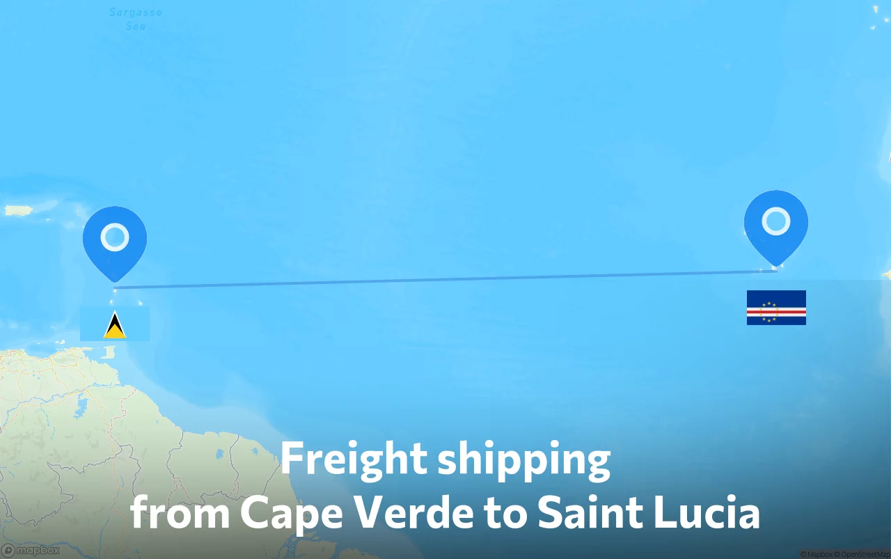 Shipping route from Cape Verde to Saint Lucia