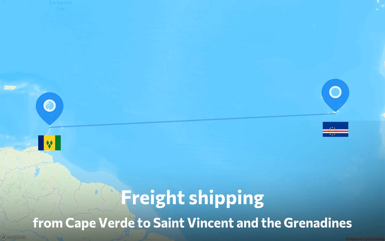 Shipping route from Cape Verde to Saint Vincent and the Grenadines