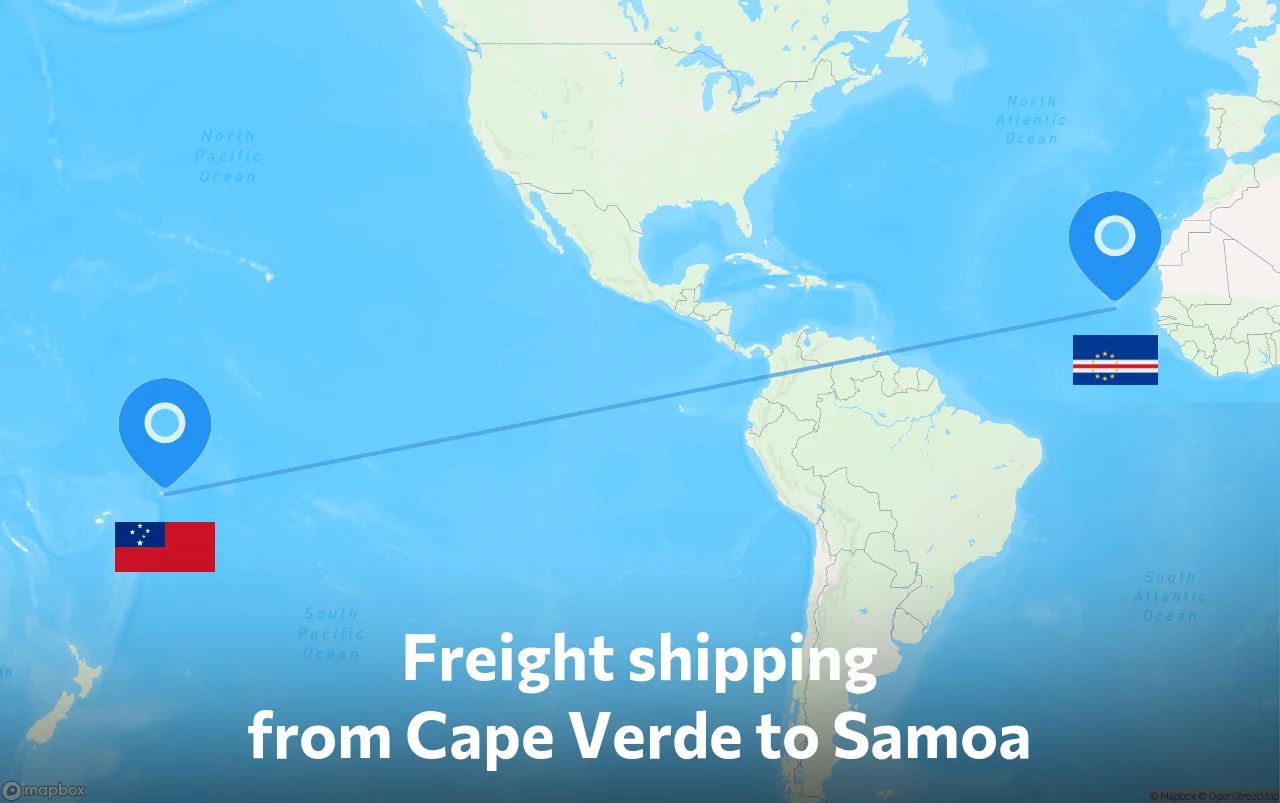 Shipping route from Cape Verde to Samoa