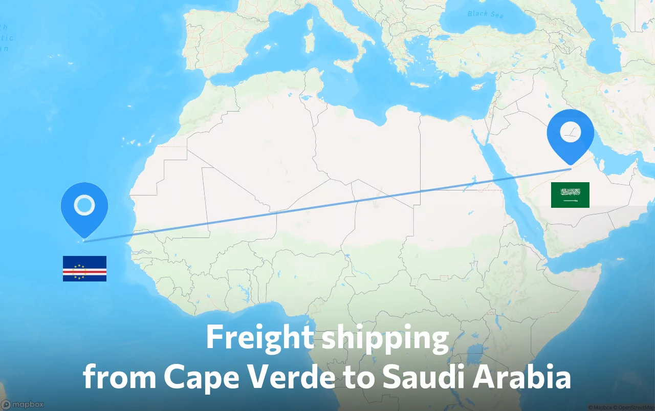 Shipping route from Cape Verde to Saudi Arabia