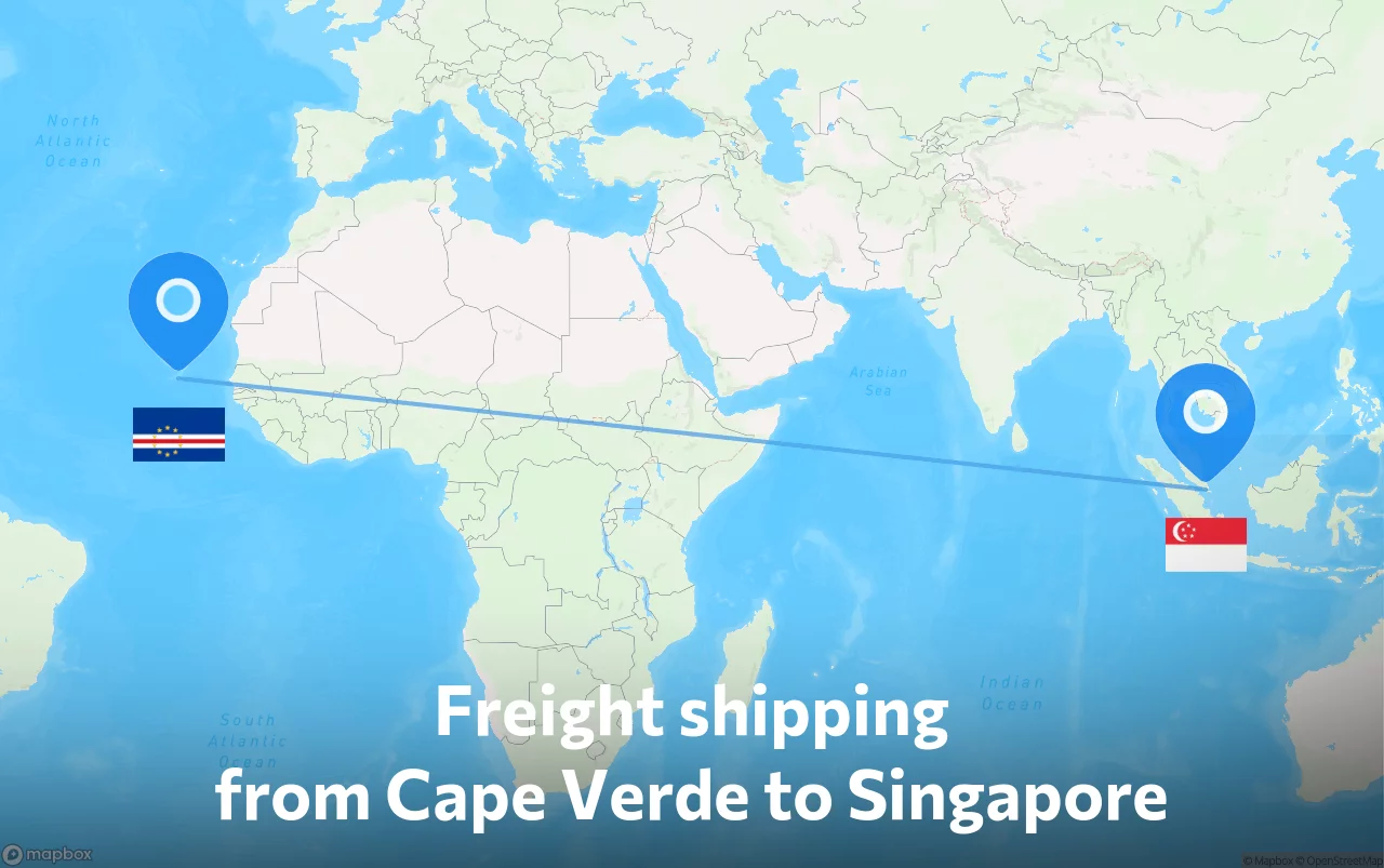 Shipping route from Cape Verde to Singapore
