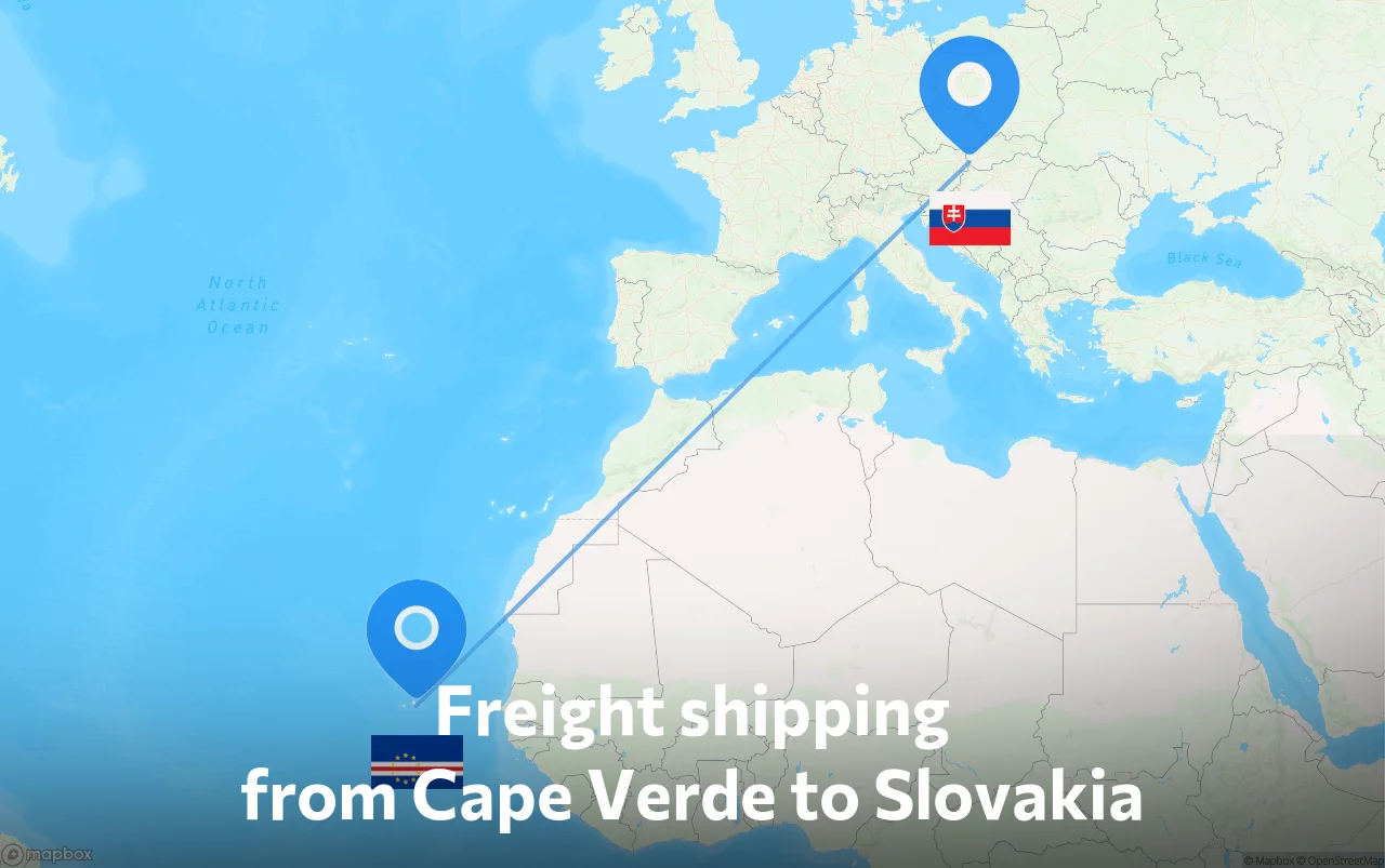 Shipping route from Cape Verde to Slovakia