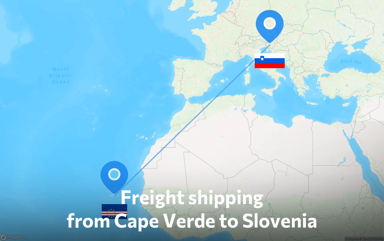 Shipping route from Cape Verde to Slovenia