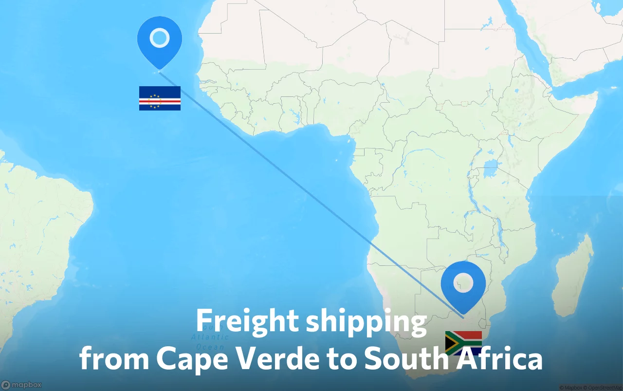 Shipping route from Cape Verde to South Africa
