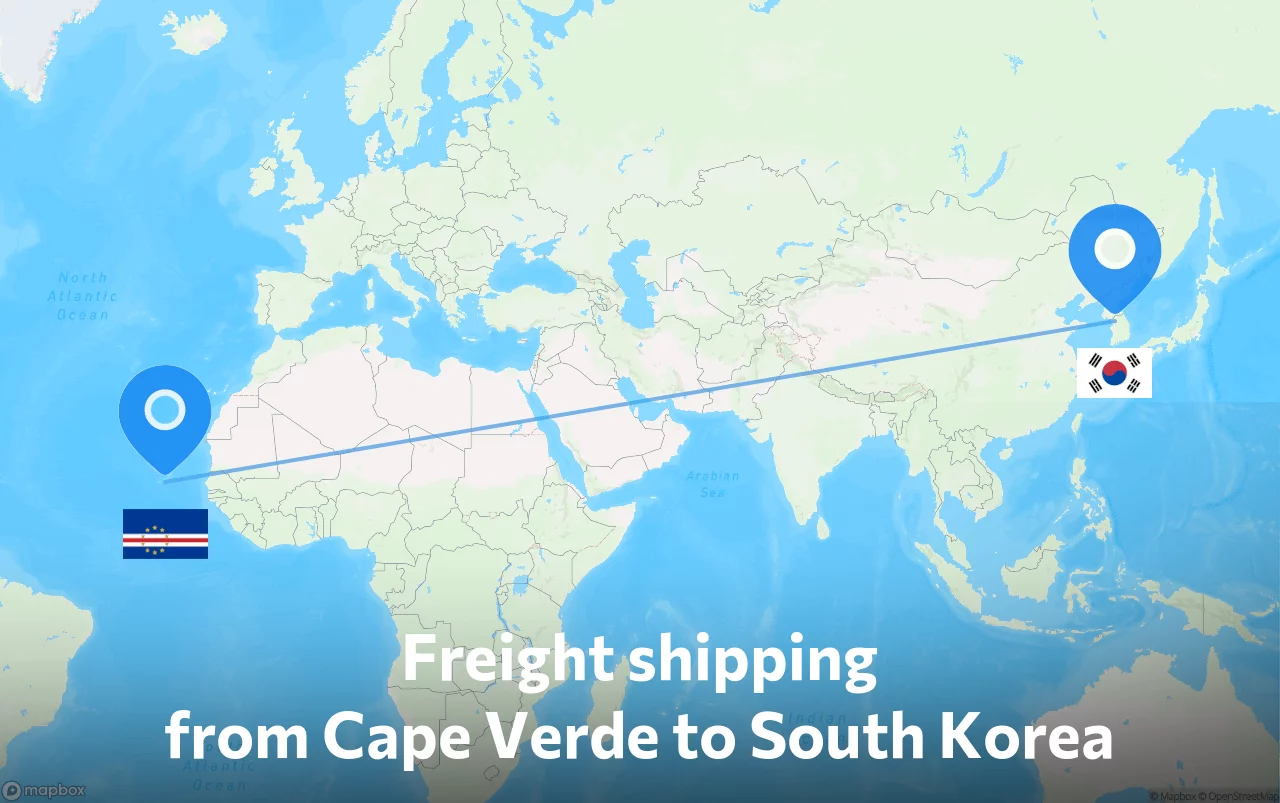 Shipping route from Cape Verde to South Korea