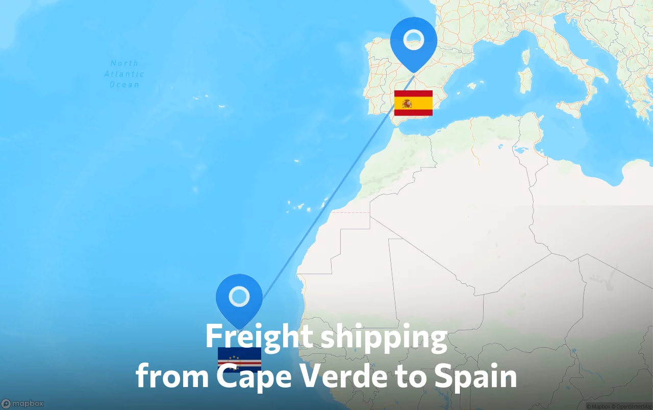 Shipping route from Cape Verde to Spain