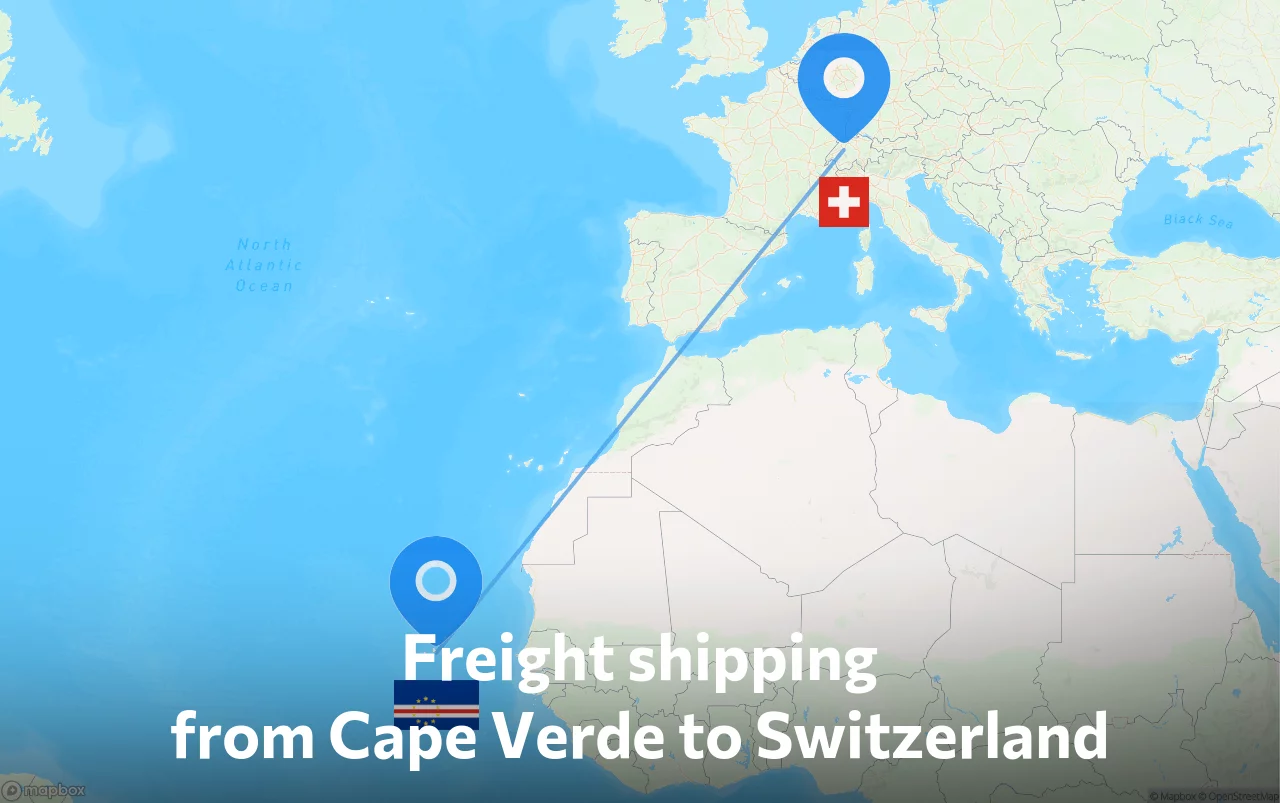 Shipping route from Cape Verde to Switzerland