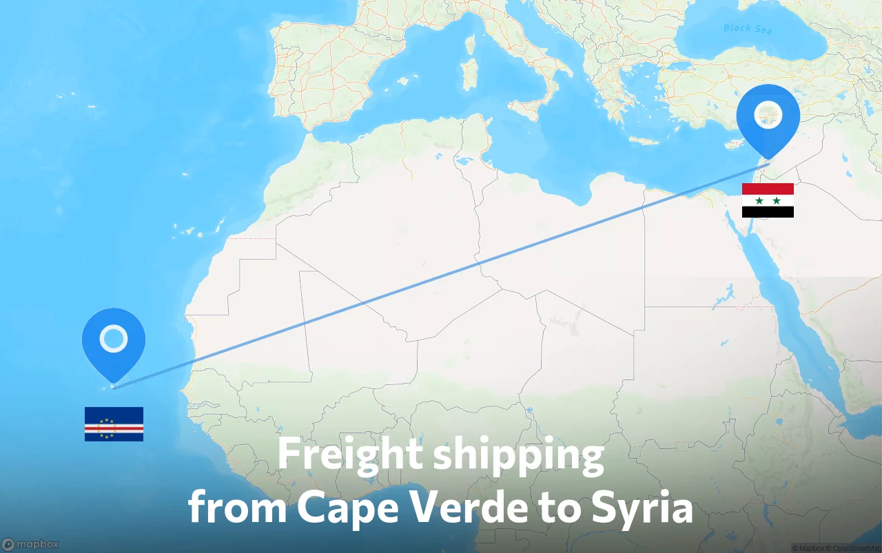 Shipping route from Cape Verde to Syria