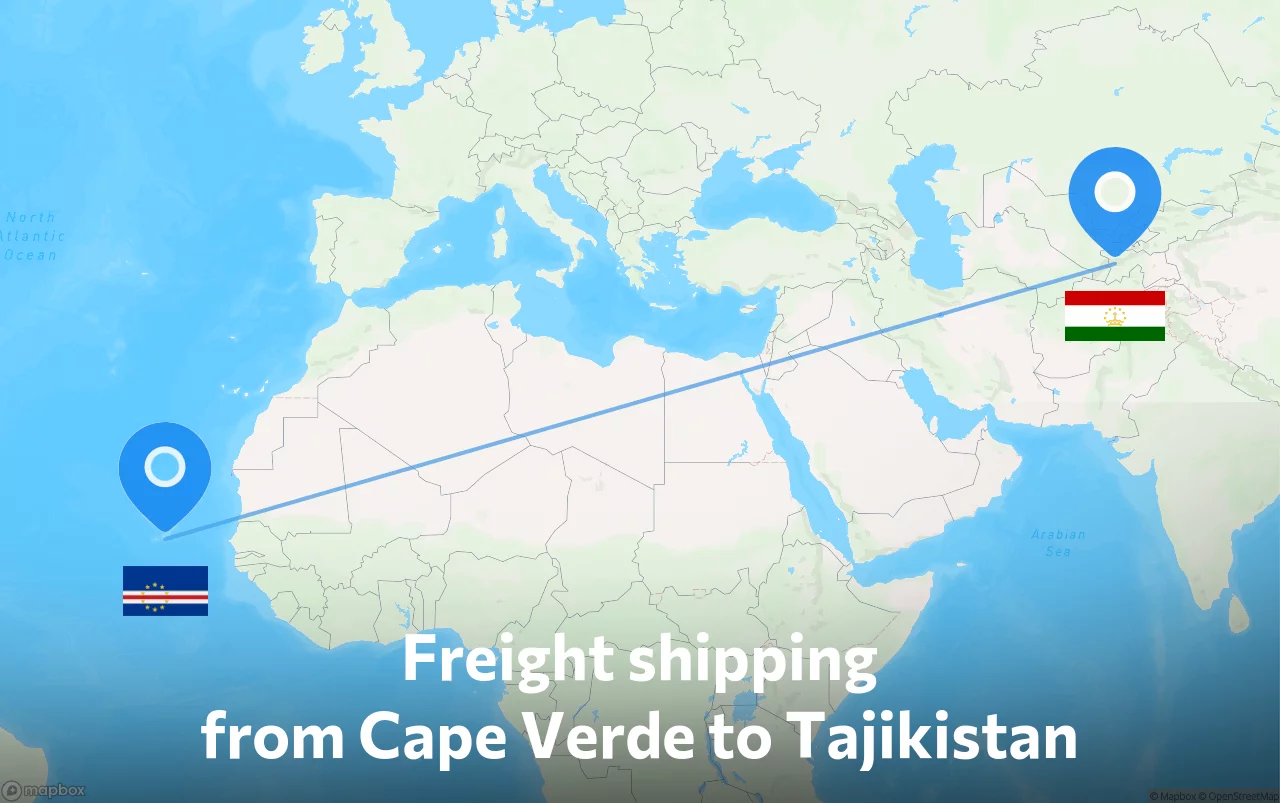 Shipping route from Cape Verde to Tajikistan