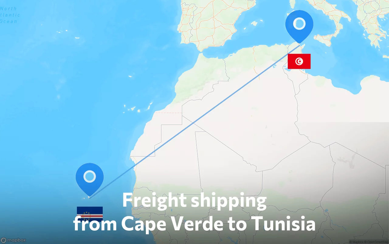 Shipping route from Cape Verde to Tunisia