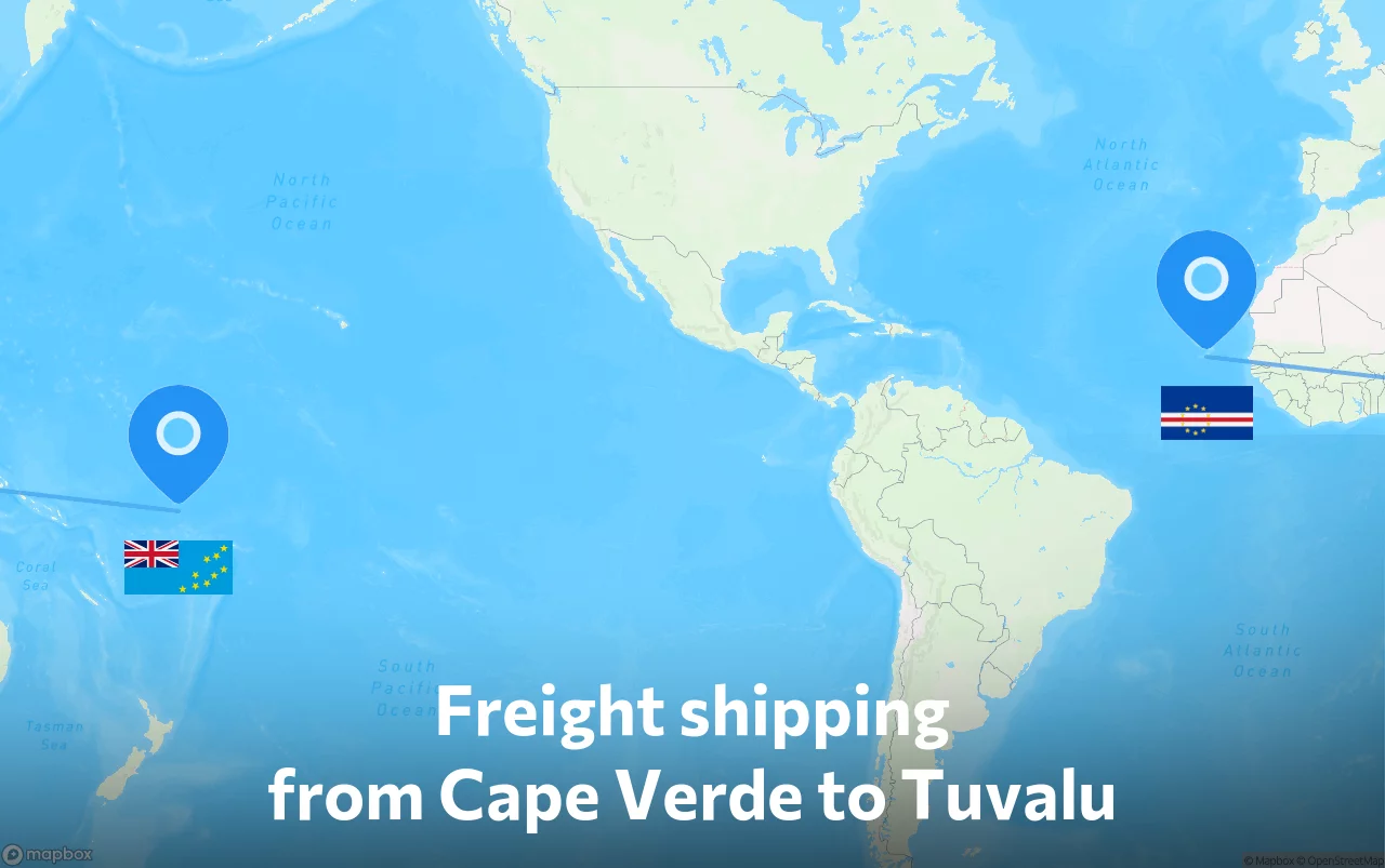 Shipping route from Cape Verde to Tuvalu