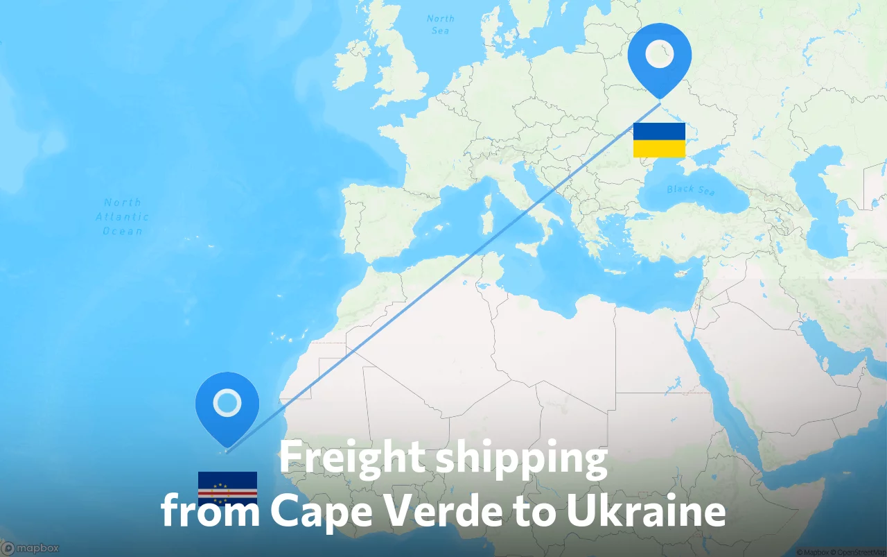 Shipping route from Cape Verde to Ukraine